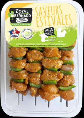 8 brochettes de filet de dinde mariné curry et poivron vert