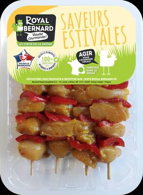 4 Brochettes de Filet de Poulet mariné à l'espagnole et poivron rouge