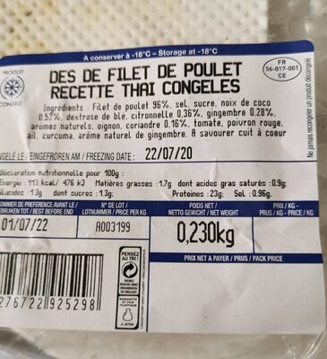 Des de filet de poulet recette thai