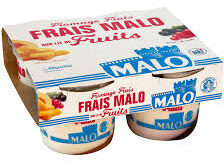 Fromage frais sur un lit de fruits abricot mangue -cassis groseille 4 x 100 g