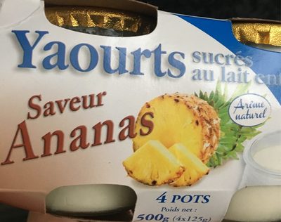 Yaourt sucres au lait entier saveur ananas