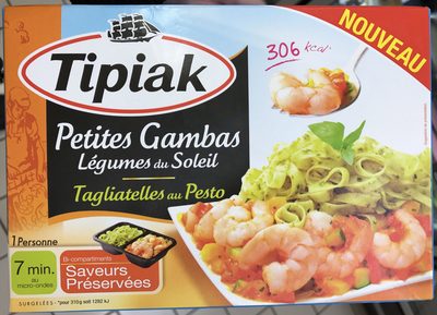 Petites gambas légumes du soleil Tagliatelles au pesto