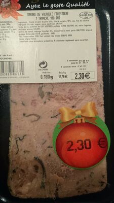Marbre de volaille forestière  1 tranche 180gr