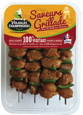 8 brochettes de filet de dinde mariné curry et poivron vert