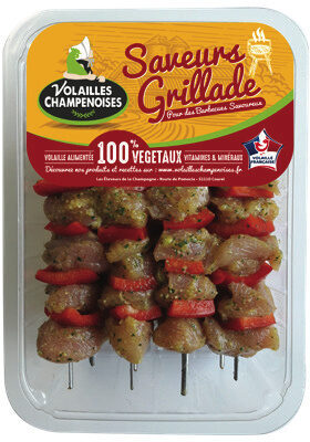 8 brochettes de filet de dinde mariné citron et poivron rouge