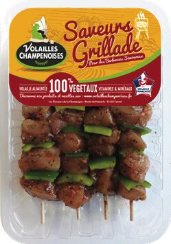 4 brochettes de filet de poulet mariné à la provençale et poivron vert