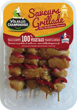 4 Brochettes de Filet de Poulet mariné à l'espagnole et poivron rouge