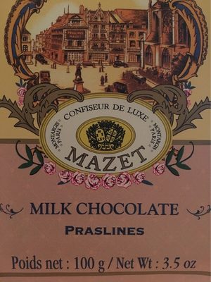 Tablette Chocolat Au Lait Praslines - 100 G - Mazet