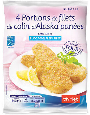 4 Portions de filets de colin d'Alaska panées