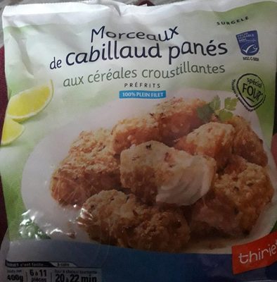 Morceaux de cabillaud panés aux céréales croustillantes
