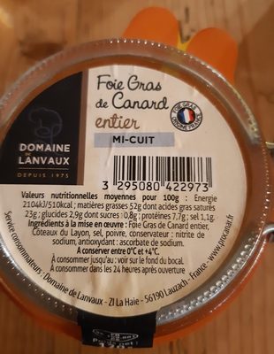 Foie gras de canard entier mi-cuit