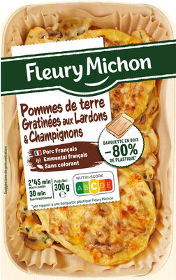Pommes de terre gratinées aux lardons et champignons