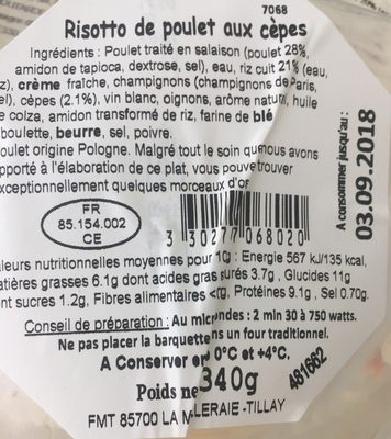Risotto de poulet aux cepes