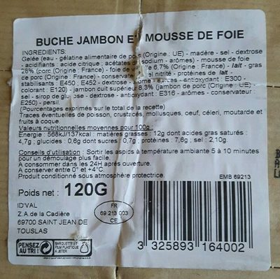 Buche jambon mousse de foie