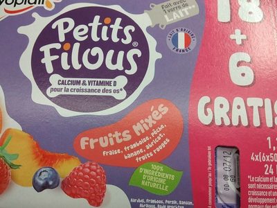 Spécialité laitière sucrée aux fruits à base de Fromage Frais, aromatisée (enrichie en vitamine D)