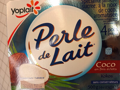 Spécialité laitière sucrée, à la noix de coco, aromatisée