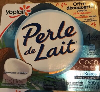 Spécialité laitière sucrée, à la noix de coco, aromatisée
