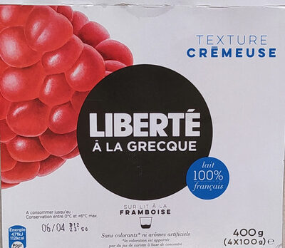 Liberté à la Grecque sur lit à la framboise 4 x 100 g