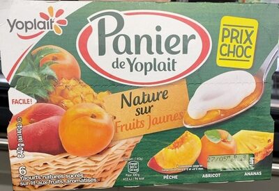 Panier de Yoplait - Nature sur Fruits Jaunes Pêche Abricot Ananas 6 x 140 g