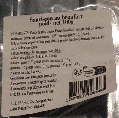 Saucisson au beaufort