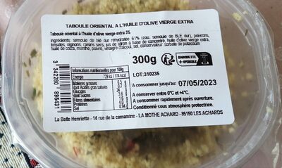 Taboulé oriental à  l'huile d'olive vierges extra.