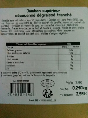 Jambon superieur sans couenne