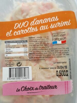 Duo d'ananas et carottes au surimi