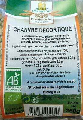 GRAINES DE CHANVRE DECORTIQUEES