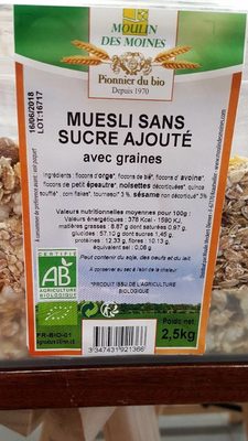 Muesli sans sucre ajouté avec graines