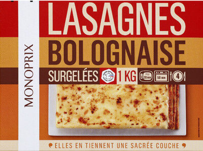 Lasagnes bolognaise, surgelées