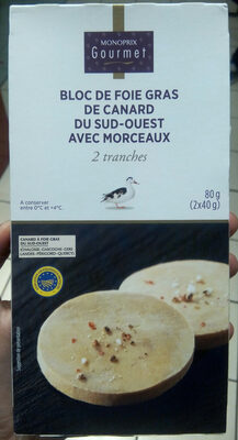 Bloc de Foie Gras de canard de cdu Sud-Ouest avec morceaux IGP