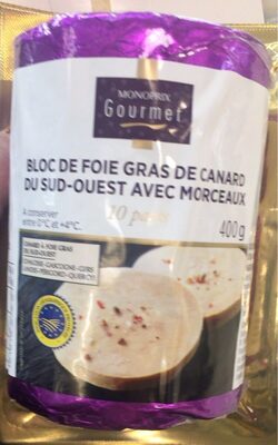 Bloc de foie gras de canard du Sud-Ouest avec morceaux