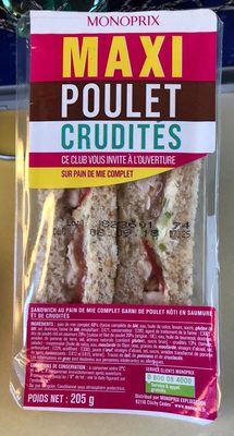Maxi Poulet Crudités sur pain de mie complet