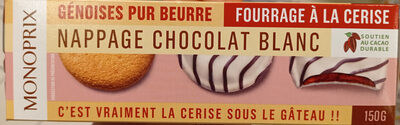 Génoises fourrées à la cerise nappées de chocolat blanc