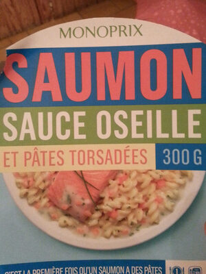 Saumon sauce oseille et pâtes torsades