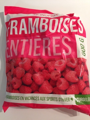 Framboises entières, surgelées