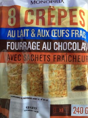 Crêpes fourrées au chocolat, au lait frais, sans conservateur