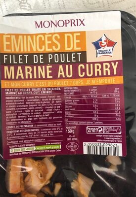 Émincés de filet de poulet au curry