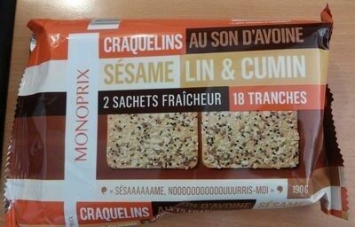Craquelins au son d'avoine sésame lin & cumin
