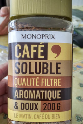 Café soluble qualité filtre