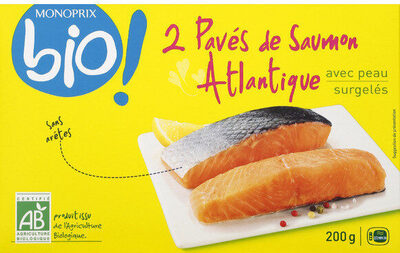 Pavés de saumon Atlantique bio, avec peau, surgelés