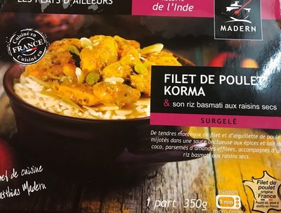 FILET DE POULET KORMA & son riz basmati