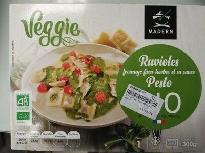 Ravioles fromage fines herbes et sauce Pesto BIO (Veggie)