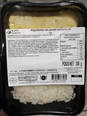 Aiguillettes de Poulet au Curry et au Riz