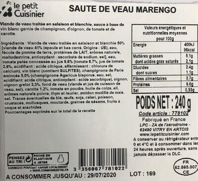 Sauté de veau Marengo