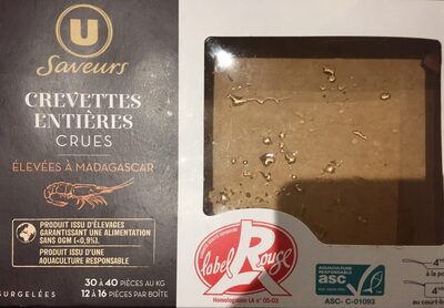 Crevettes entières crues U ASC de Madagascar LR