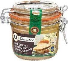 Foie Gras De Canard Entier Igp Du Sud Ouest U Saveurs, Bocal De