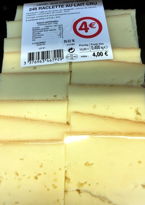 Fromage raclette au lait cru (30% MG)