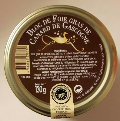 Bloc de foie gras de canard de Gascogne