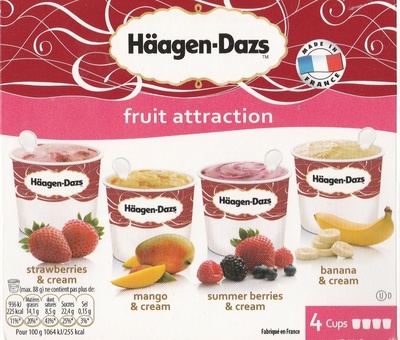 Fruit attraction (strawberries & cream, mango & cream, summer berries & cream, banana & cream)